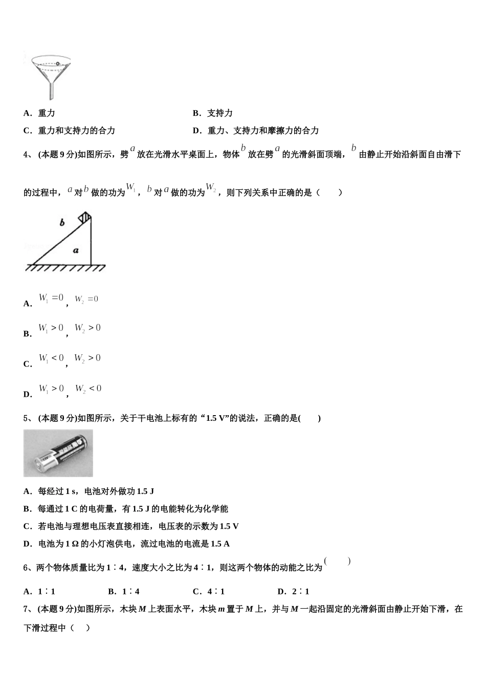 2024-2025学年四川省重点中学物理高一第二学期期末教学质量检测试题含解析_第2页