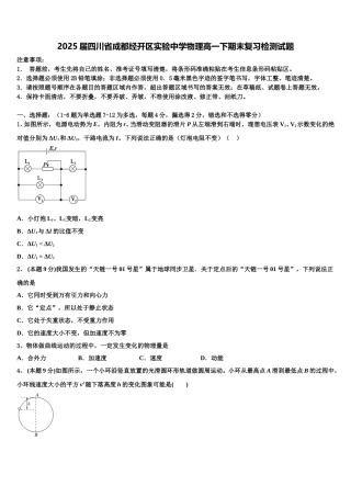 2025届四川省成都经开区实验中学物理高一下期末复习检测试题含解析