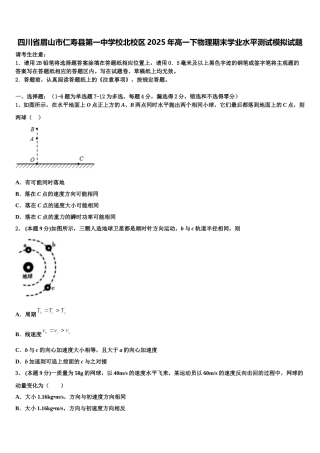 四川省眉山市仁寿县第一中学校北校区2025年高一下物理期末学业水平测试模拟试题含解析