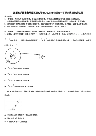四川省泸州市龙马潭区天立学校2025年物理高一下期末达标测试试题含解析