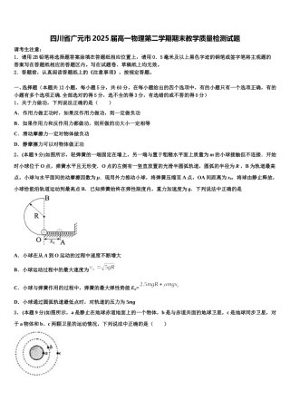 四川省广元市2025届高一物理第二学期期末教学质量检测试题含解析