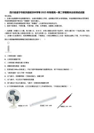 四川省遂宁市射洪县射洪中学等2025年物理高一第二学期期末达标测试试题含解析