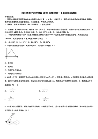 四川省遂宁市射洪县2025年物理高一下期末监测试题含解析