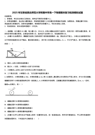 2025年甘肃省西北师范大学附属中学高一下物理期末复习检测模拟试题含解析