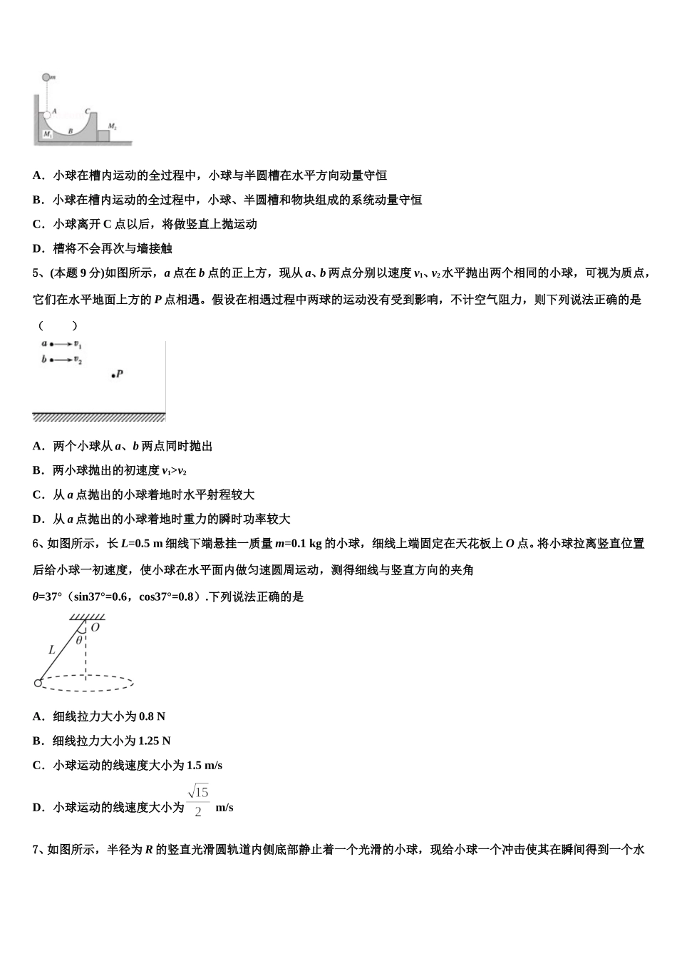 海南昌江县矿区中学2024-2025学年物理高一下期末统考试题含解析_第2页