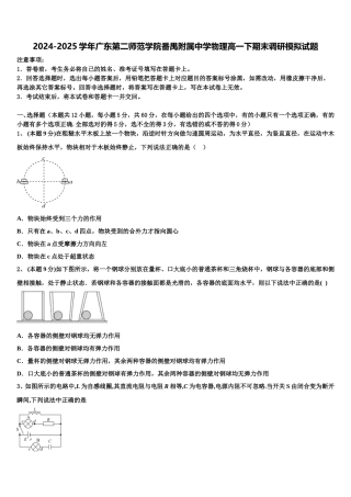 2024-2025学年广东第二师范学院番禺附属中学物理高一下期末调研模拟试题含解析