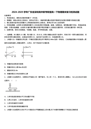 2024-2025学年广东省深圳高中联考联盟高一下物理期末复习检测试题含解析