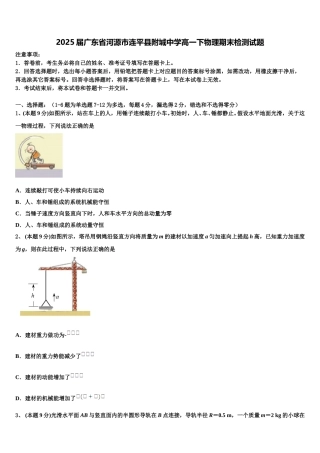 2025届广东省河源市连平县附城中学高一下物理期末检测试题含解析