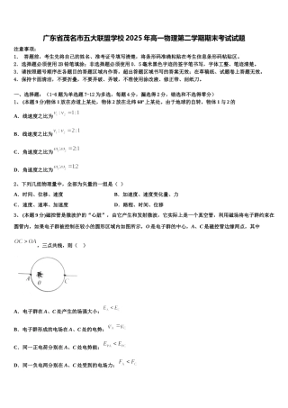 广东省茂名市五大联盟学校2025年高一物理第二学期期末考试试题含解析