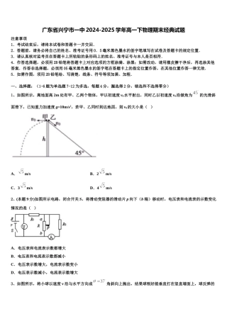 广东省兴宁市一中2024-2025学年高一下物理期末经典试题含解析