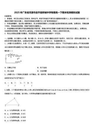 2025年广东省河源市连平县附城中学物理高一下期末检测模拟试题含解析