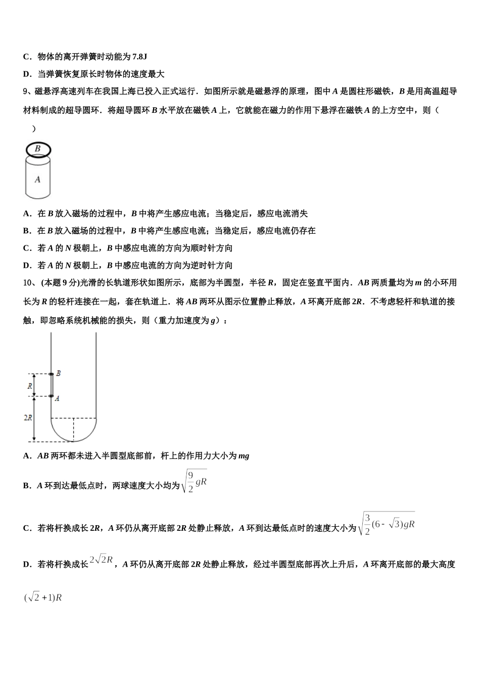 2024-2025学年广东省广州市广东第二师范学院番禺中物理高一第二学期期末联考试题含解析_第3页