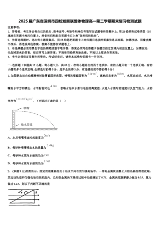 2025届广东省深圳市四校发展联盟体物理高一第二学期期末复习检测试题含解析
