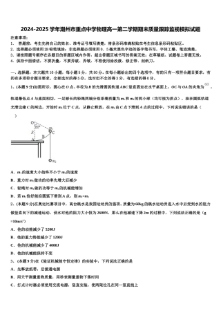 2024-2025学年潮州市重点中学物理高一第二学期期末质量跟踪监视模拟试题含解析