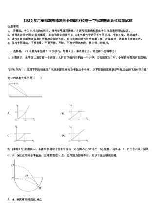 2025年广东省深圳市深圳外国语学校高一下物理期末达标检测试题含解析