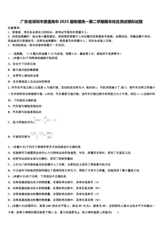 广东省深圳市普通高中2025届物理高一第二学期期末综合测试模拟试题含解析