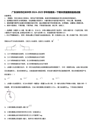 广东深圳市红岭中学2024-2025学年物理高一下期末质量跟踪监视试题含解析