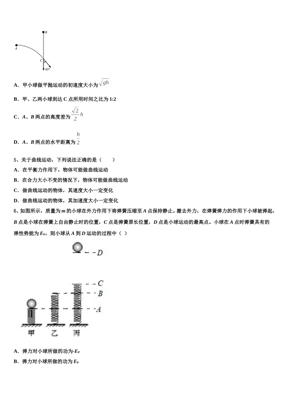 2024-2025学年广东省华南师大附中、实验中学、广雅中学、深圳中学高一下物理期末学业水平测试模拟试题含解析_第2页