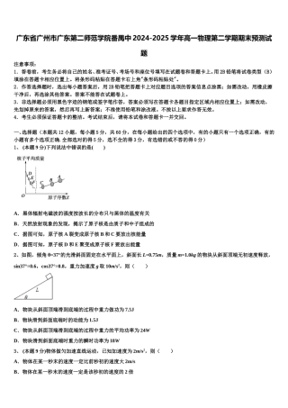 广东省广州市广东第二师范学院番禺中2024-2025学年高一物理第二学期期末预测试题含解析