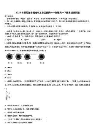 2025年黑龙江省鹤岗市工农区鹤岗一中物理高一下期末经典试题含解析