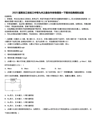 2025届黑龙江省哈三中等九州之巅合作体物理高一下期末经典模拟试题含解析