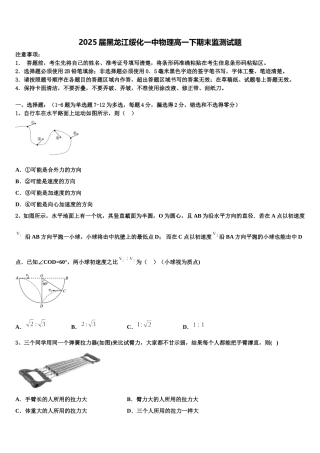 2025届黑龙江绥化一中物理高一下期末监测试题含解析