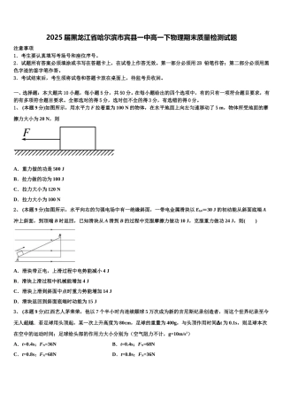 2025届黑龙江省哈尔滨市宾县一中高一下物理期末质量检测试题含解析
