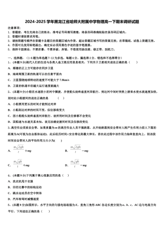 2024-2025学年黑龙江省哈师大附属中学物理高一下期末调研试题含解析