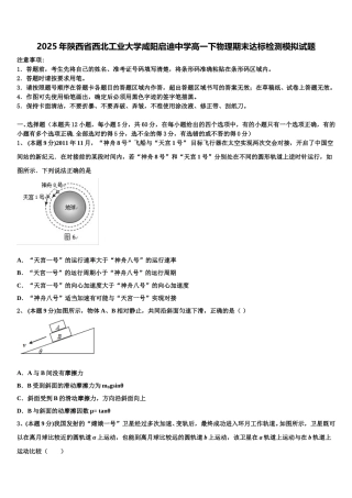 2025年陕西省西北工业大学咸阳启迪中学高一下物理期末达标检测模拟试题含解析