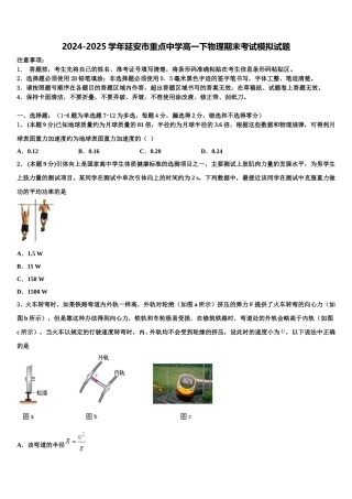 2024-2025学年延安市重点中学高一下物理期末考试模拟试题含解析