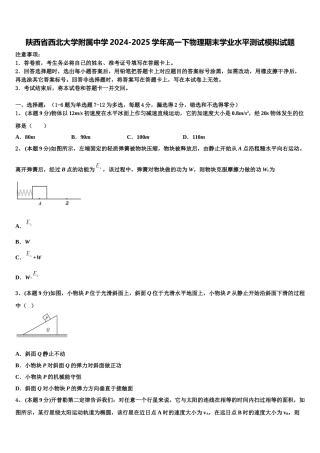 陕西省西北大学附属中学2024-2025学年高一下物理期末学业水平测试模拟试题含解析