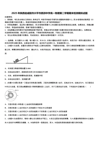 2025年陕西省咸阳市兴平市西郊中学高一物理第二学期期末检测模拟试题含解析