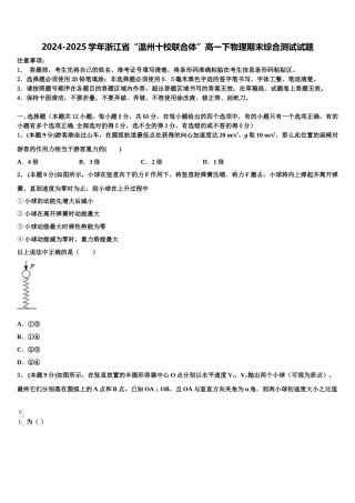 2024-2025学年浙江省“温州十校联合体”高一下物理期末综合测试试题含解析
