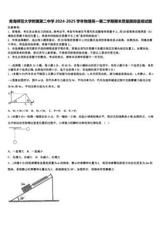 青海师范大学附属第二中学2024-2025学年物理高一第二学期期末质量跟踪监视试题含解析