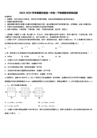 2024-2025学年新疆巴楚县一中高一下物理期末预测试题含解析