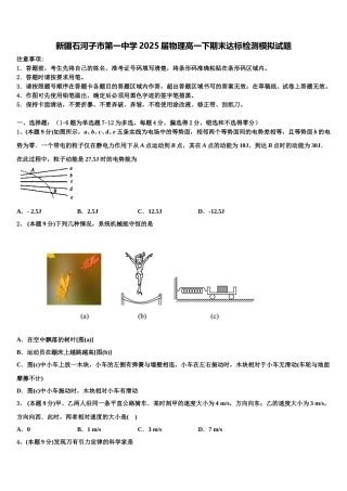 新疆石河子市第一中学2025届物理高一下期末达标检测模拟试题含解析