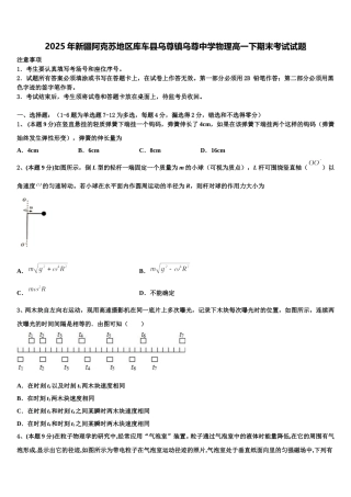 2025年新疆阿克苏地区库车县乌尊镇乌尊中学物理高一下期末考试试题含解析