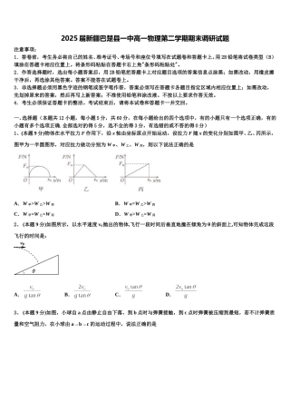 2025届新疆巴楚县一中高一物理第二学期期末调研试题含解析