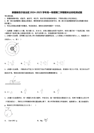 新疆维吾尔自治区2024-2025学年高一物理第二学期期末达标检测试题含解析