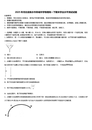 2025年河北省衡水市阜城中学物理高一下期末学业水平测试试题含解析