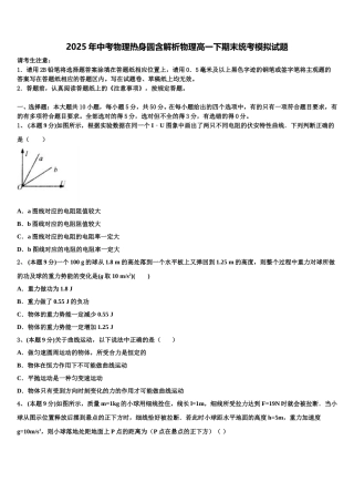 2025年中考物理热身圆含解析物理高一下期末统考模拟试题含解析