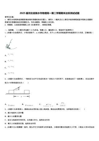 2025届河北省衡水市物理高一第二学期期末达标测试试题含解析