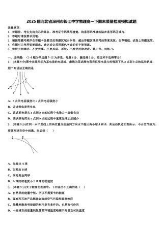 2025届河北省深州市长江中学物理高一下期末质量检测模拟试题含解析