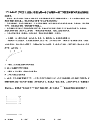 2024-2025学年河北省唐山市唐山第一中学物理高一第二学期期末教学质量检测试题含解析