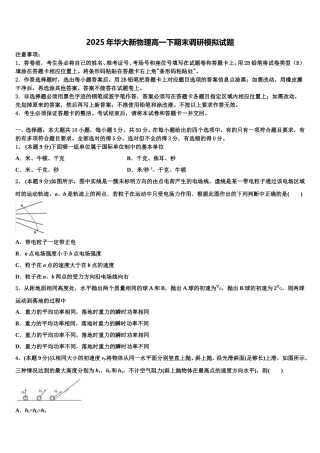 2025年华大新物理高一下期末调研模拟试题含解析
