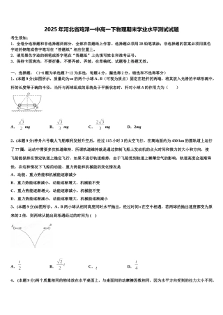 2025年河北省鸡泽一中高一下物理期末学业水平测试试题含解析