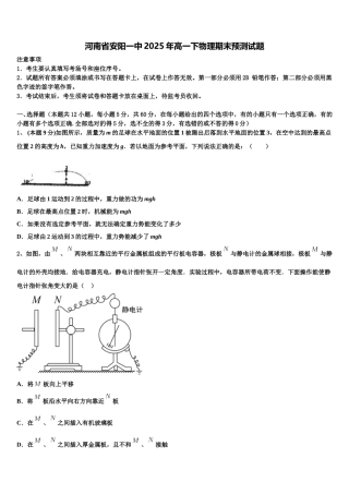 河南省安阳一中2025年高一下物理期末预测试题含解析