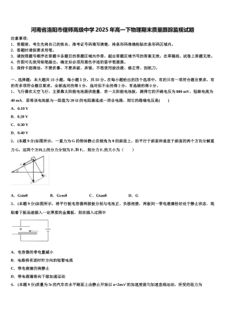 河南省洛阳市偃师高级中学2025年高一下物理期末质量跟踪监视试题含解析