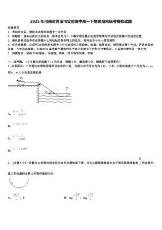 2025年河南省灵宝市实验高中高一下物理期末统考模拟试题含解析