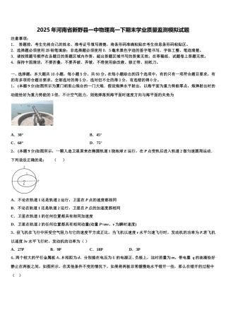 2025年河南省新野县一中物理高一下期末学业质量监测模拟试题含解析